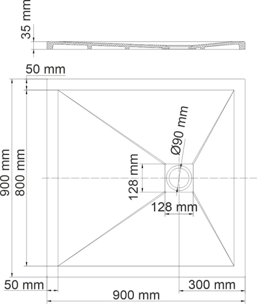 Душевой поддон WasserKRAFT Dill 90x90 см черный матовый 61T03 (детальная фотография), низкие до 15 см