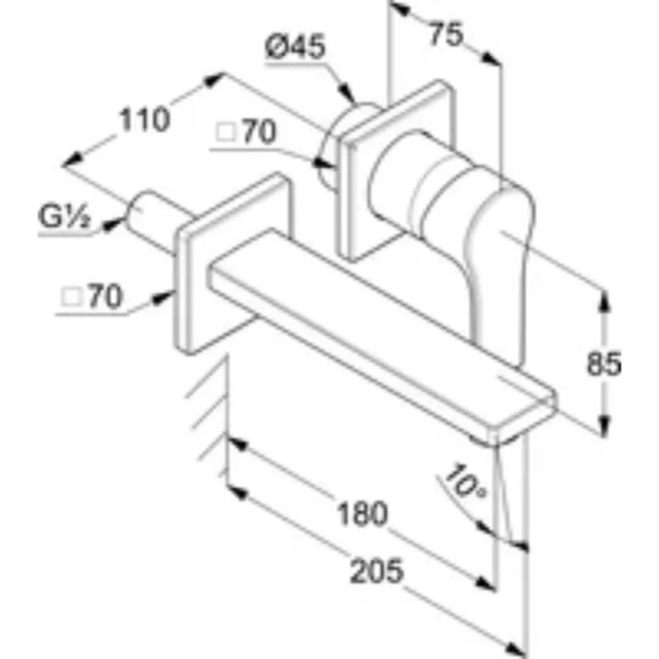 Смеситель для раковины Kludi Zenta SL настенный 482440565 (детальная фотография), для раковины