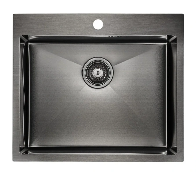 Мойка для кухни Paulmark Brim 59 вороненая сталь PM215951-GM (детальная фотография)