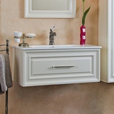 Тумба под раковину, цвет слоновая кость матовый, фурнитура состареное серебро, La Beaute Cornelia