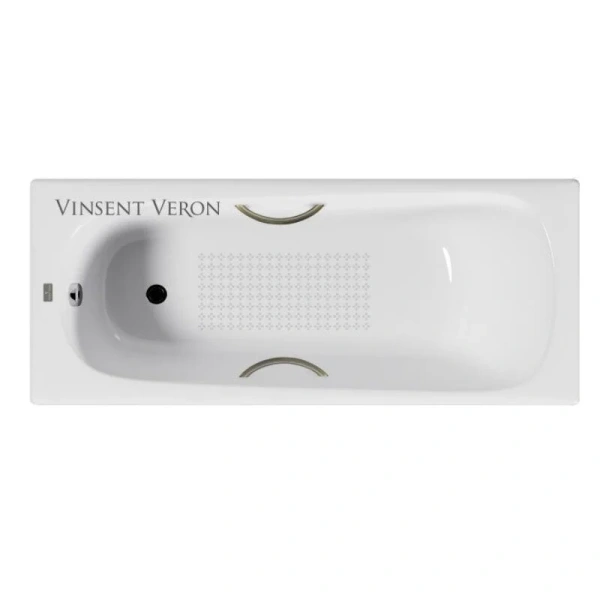 Чугунная ванна Vinsent Veron Concept VCO1607042H/VH0015BR-AS, 160 x 70 см, с антискользящим покрытием, ручки бронза, цвет белый (детальная фотография)