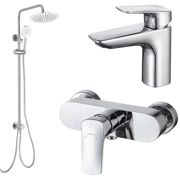 Душевой комплект Акватек Вега хром AQ1036CR (детальная фотография)