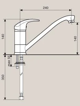 Смеситель для кухни, ручка Luxor, Emmevi Anubis 7097R (детальная фотография), для кухни