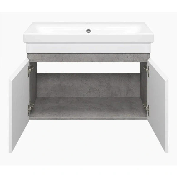 Тумба с раковиной подвесная Misty Ронда 80 см ЛДСП (детальная фотография), моноблок