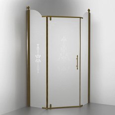 Душевой уголок Migliore Diadema Penta 100х100 см профиль бронза стекло матовое декорированное