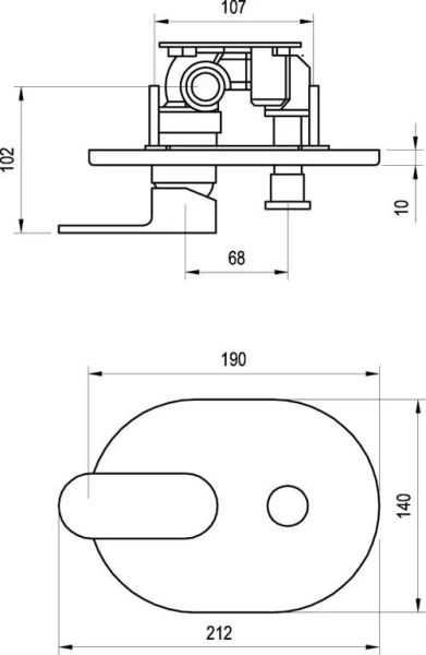 Смеситель скрытого монтажа с переключателем Ravak Chrome CR 065.00 X070056 (детальная фотография), скрытого монтажа, встраиваемые в стену