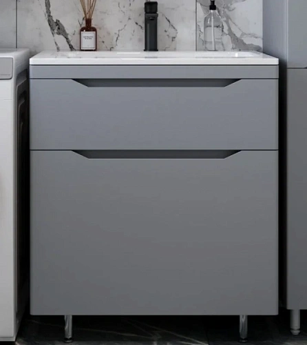 Тумба под раковину напольная Style Line Марелла Люкс Plus 60 см серый матовый антискрейтч - фото 7