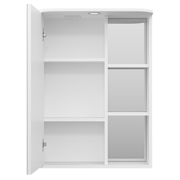 Зеркальный шкаф, зеркало слева, полочки справа, цвет белый, Misty Венера П-ВНР04060-01СВЛ (детальная фотография) index_1