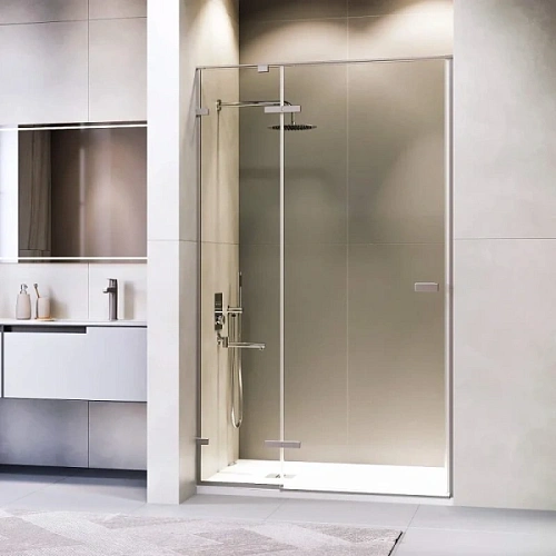 Душевая дверь в нишу RGW Stilvoll SV-004Gr 140 см профиль серый, стекло матовое - фото 6