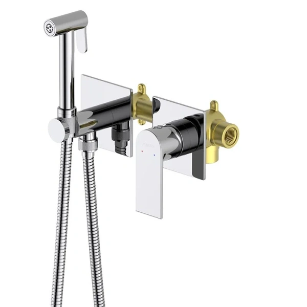 Гигиенический душ со смесителем Акватек Лира хром AQ1420CR (детальная фотография), полный комплект со смесителем