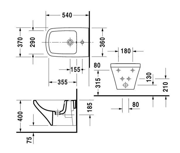 Биде подвесное Duravit DuraStyle белое 2287150000 (детальная фотография), современные, hi-tech