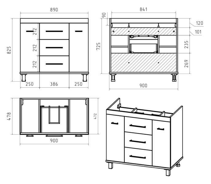 Схема (детальная фотография), напольная, пристенная