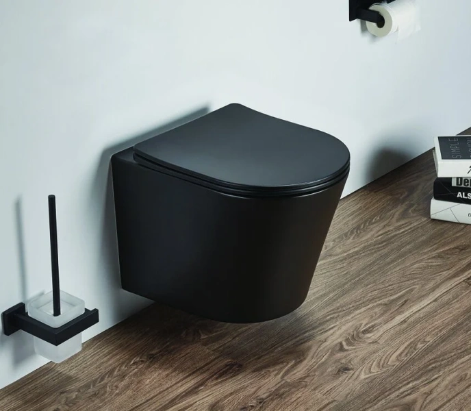 Унитаз подвесной Azario Teramo черный матовый AZ-053E-R-MB SP (детальная фотография), без бачка, со скрытым бачком