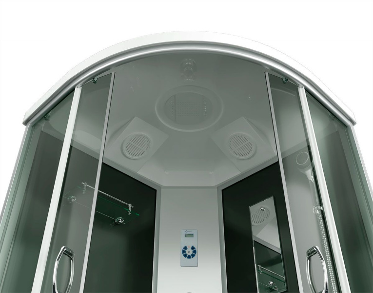 Душевая кабина, задняя стенка чёрная, стекло тонированное, Erlit Comfort ER 4510TP-C4 ER4510TP-C4-RUS (детальная фотография), с раздвижными дверьми