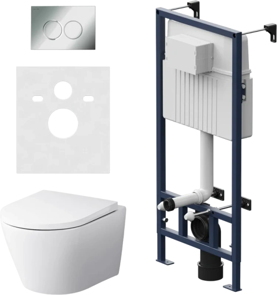 Унитаз с инсталляцией Am.Pm Sense с клавишей глянцевый хром IS70151.741701 (детальная фотография)