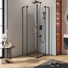 Душевой уголок Cezares Slider 80x80 см стекло прозрачное профиль чёрный