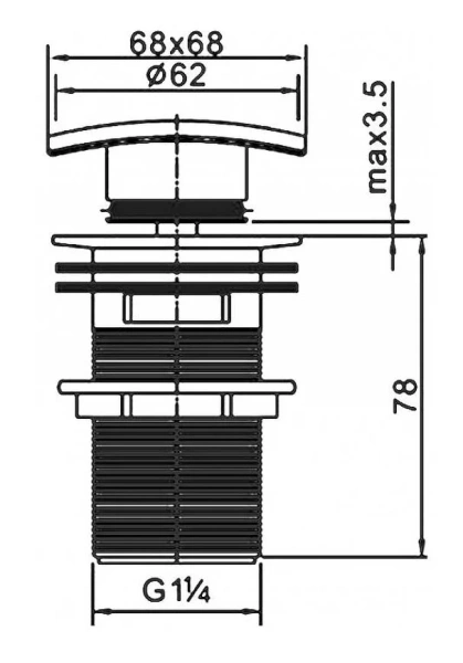 Донный клапан Cezares CZR с квадратной крышкой CZR-SCQ2-01 (детальная фотография), в наличии