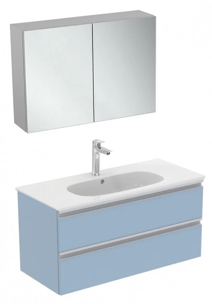 Тумба под раковину подвесная Ideal Standard Tesi 100 см серо-голубая матовая T0052WI (детальная фотография), подвесная, пристенная