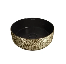 Раковина Grossman Color 35.5 см золото/черная с текстурой кожи