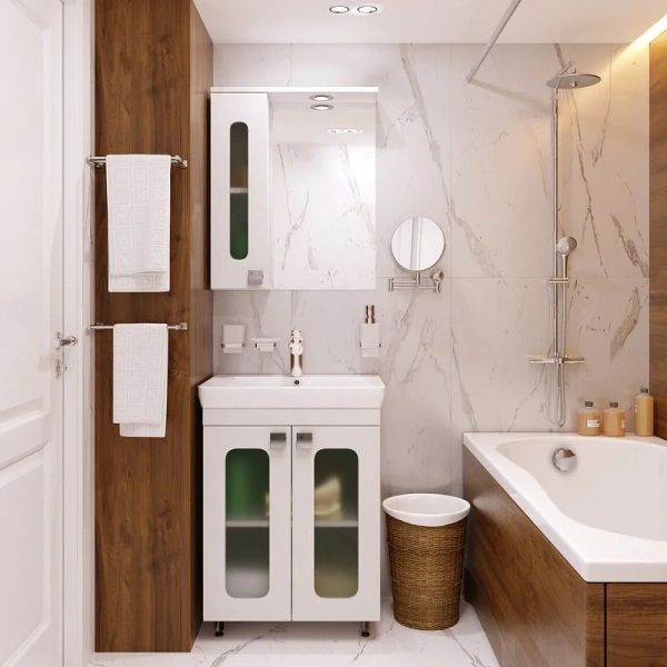 Тумба под раковину напольная Misty Урал 60 см белая Э-Ура-01060-021Н (детальная фотография), современная, hi-tech