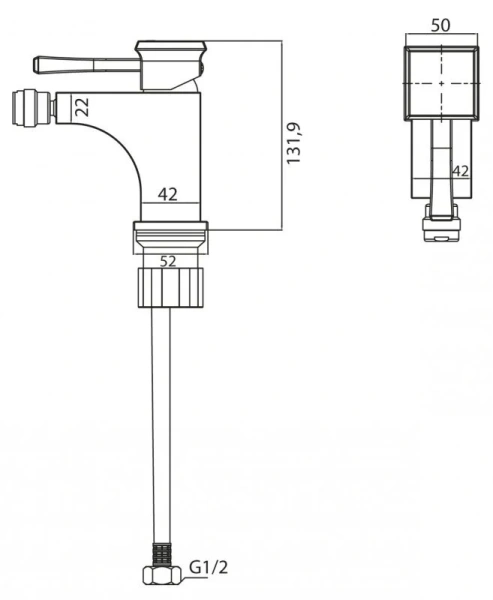 Смеситель для биде BelBagno Mille однорычажный MIL-BD-CRM (детальная фотография), для биде
