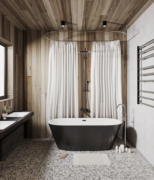 Ванна акриловая Grossman Forta 170x75 см отдельностоящая GR-1503MB (детальная фотография), современныe, hi-tech