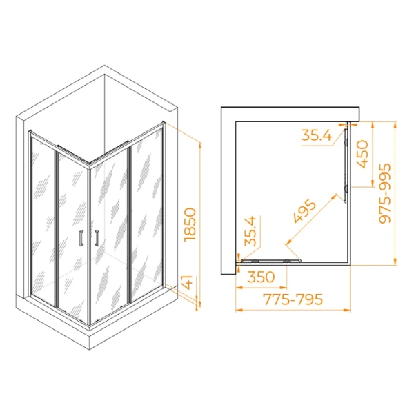Душевой уголок RGW Passage PA-146B 100х80 см профиль черный 020814680-14 (детальная фотография), прямоугольные