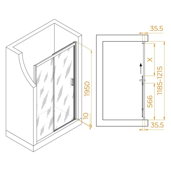 Душевая дверь в нишу RGW Passage PA-017B 120 см профиль черный, стекло матовое 350801712-24 (детальная фотография), современные, hi-tech