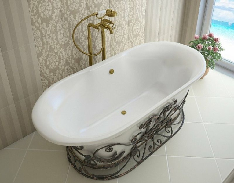 Ванна из литьевого мрамора Эстет Лион 174x80 см белая матовая ФР-00014537 (детальная фотография), овальные