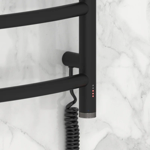 Полотенцесушитель электрический Сунержа Галант 4.0 50х80 см черный матовый 31-0831-8050 (детальная фотография), электрические с наружной вилкой, электрические скрытого подключения, правое подключение