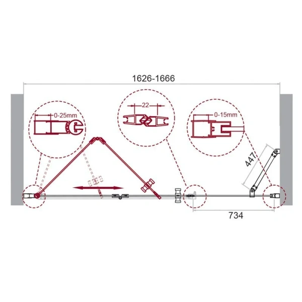 Душевая дверь в нишу BelBagno Albano 170 см с прозрачным стеклом ALBANO-BS-13-80+90-C-Cr (детальная фотография), современные, hi-tech
