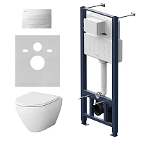 Унитаз с инсталляцией Am.Pm Spirit V2.0 с сиденьем микролифт и белой клавишей