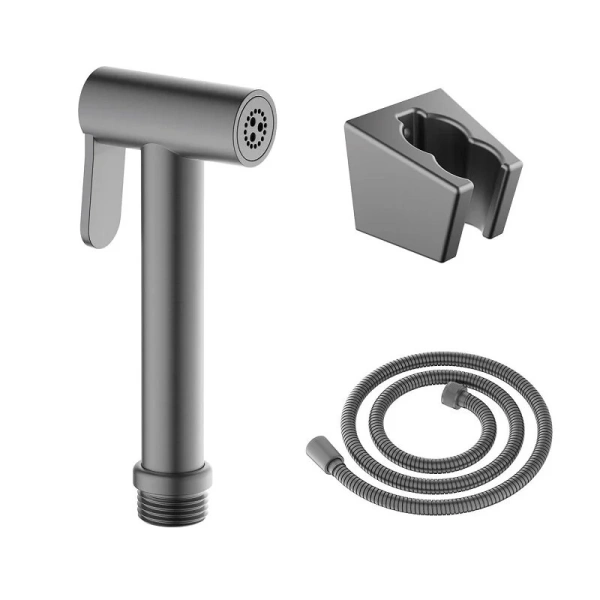Гигиенический душ с держателем и шлангом Акватек оружейная сталь AQ2054BGM (детальная фотография)