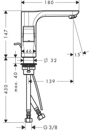 Смеситель для раковины Axor Urquiola 11024000 (детальная фотография), для раковины
