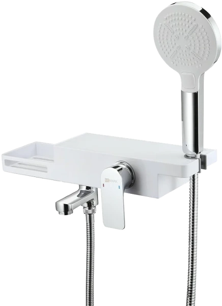 Смеситель для ванны Lemark Unibox хром/белый LM6914CW (детальная фотография)