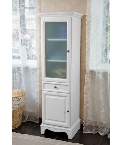 Пенал для ванной, петли слева, цвет белый матовый, фурнитура состареное серебро, La Beaute Michel CMI.Sx.LBO.O.CR (детальная фотография)