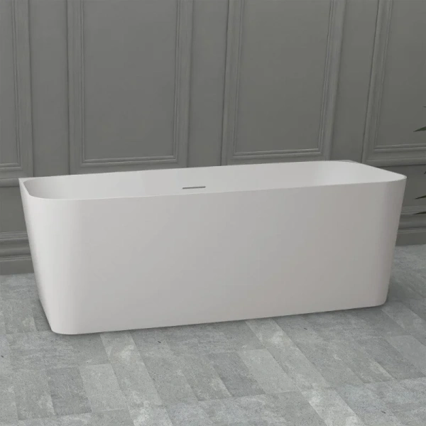 Ванна из искусственного камня Abber Stein 170х75 см белая матовая AS9617 (детальная фотография), современныe, hi-tech