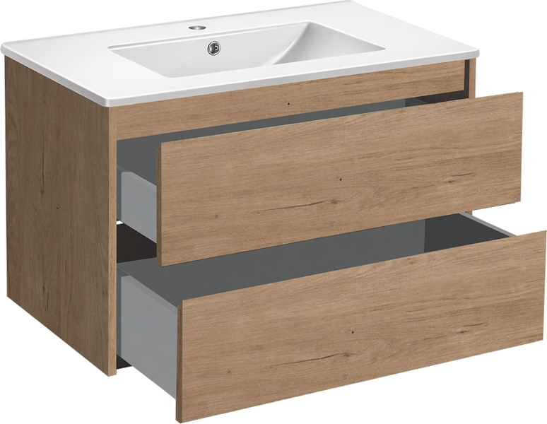 Тумба под раковину подвесная Vincea Gio 80,7 см N.Oak VMC-2G800NO (детальная фотография), подвесная, пристенная