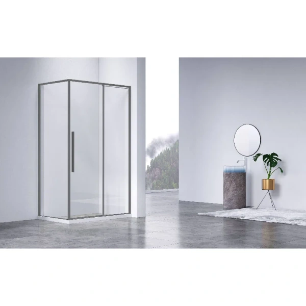 Душевой уголок Vincea Slim-N 130х80 см профиль вороненая сталь VSR-4SN8013CLGM (детальная фотография), другие