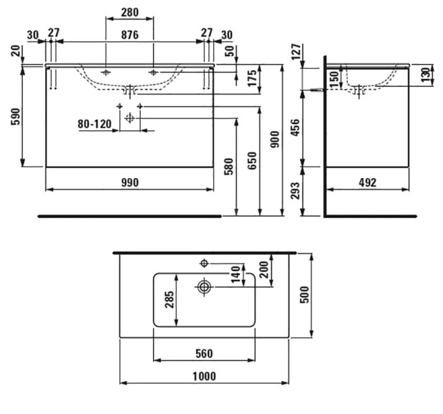 Мебель для ванной, Laufen Base 100 864962 (детальная фотография), в наличии, по запросу