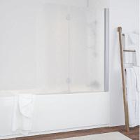 Душевая шторка на ванную профиль матовый хром стекло шиншилла Vegas-glass