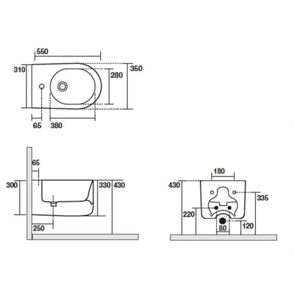 Биде подвесное Kerasan Nolita черное матовое 532531*1 (детальная фотография), современные, hi-tech