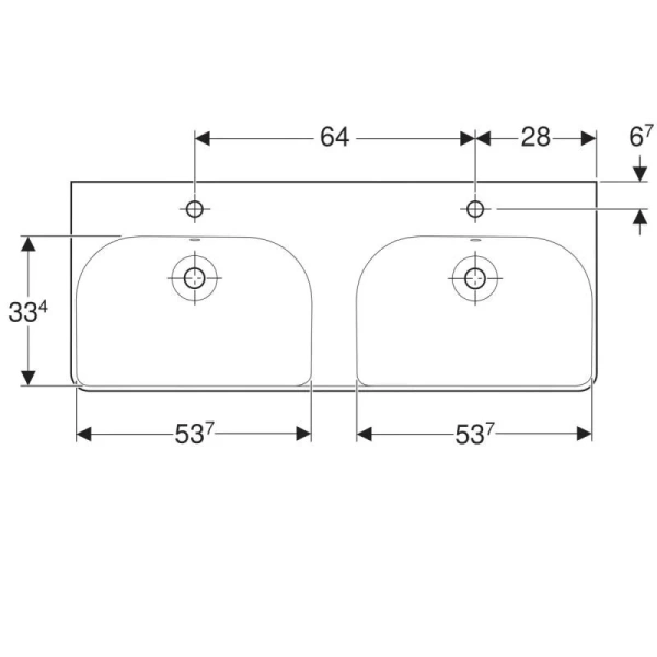 Раковина Geberit Smyle Square 120 см двойная 500.223.01.1 (детальная фотография), белые
