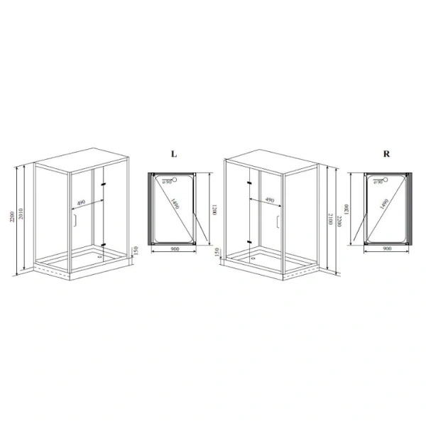 Душевая кабина Timo PURO SWING DOOR H-511 R H-511R (детальная фотография), c низким поддоном