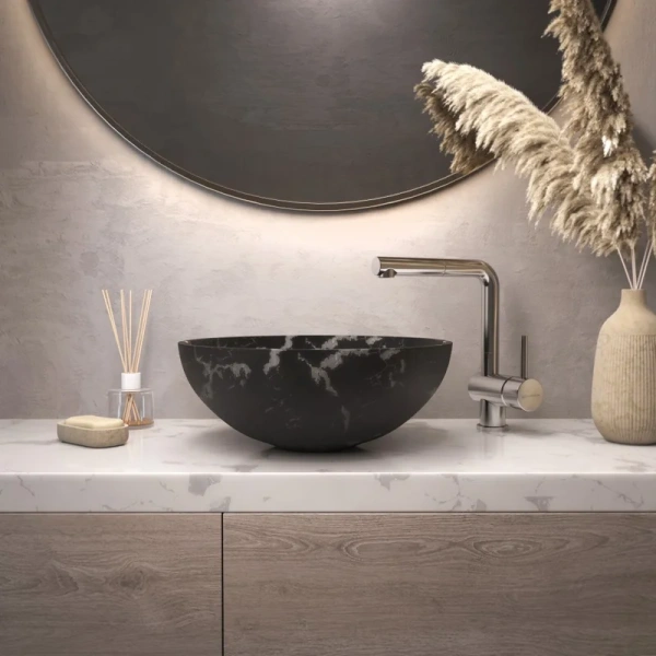 Раковина Omoikiri Hitomi Bl-Marble 41 см черная 4972077 (детальная фотография), накладные (на столешницу)