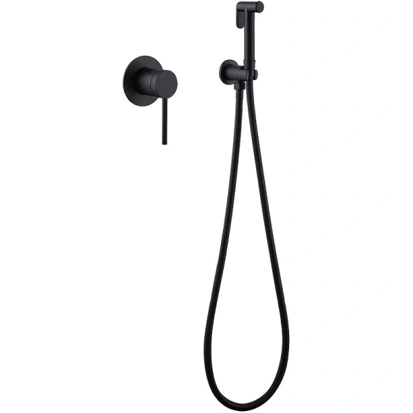 Гигиенический душ со смесителем Abber Emotion черный матовый AF8825B (детальная фотография), полный комплект со смесителем