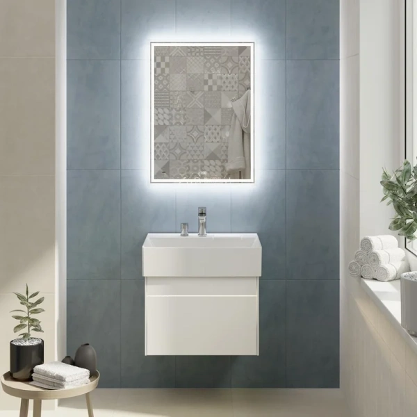 Тумба под раковину подвесная Kerama Marazzi Logica 60 см белая LOG.60.2\WHT (детальная фотография), в наличии