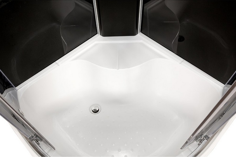 Душевая кабина Deto BM 90х90 см с электрикой и гидромассажем BM4590GM+ELBLACK (детальная фотография), стеклянные, узорчатые