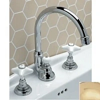 Смеситель для раковины, 3 отверстия, светлое золото, Devon&Devon White Rose