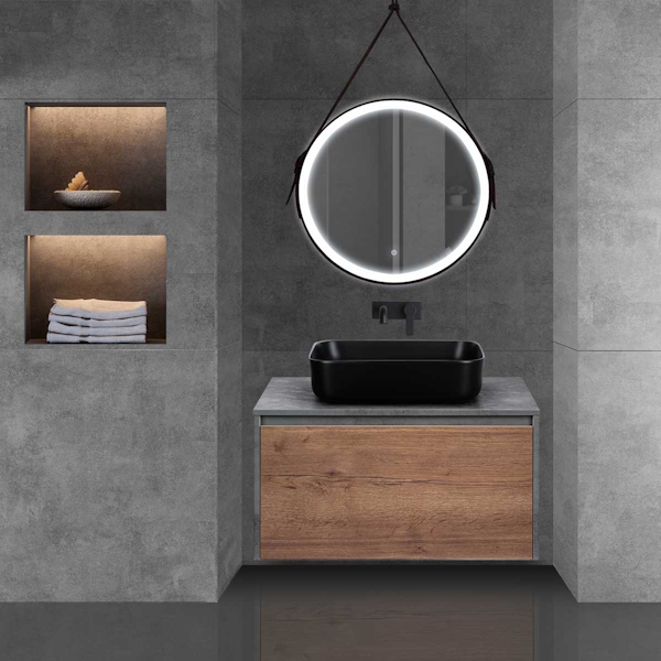 Тумба под раковину подвесная Vincea Mesa 80 см T.Oak/Beton VMC-2MS800TB (детальная фотография), нет в наличии